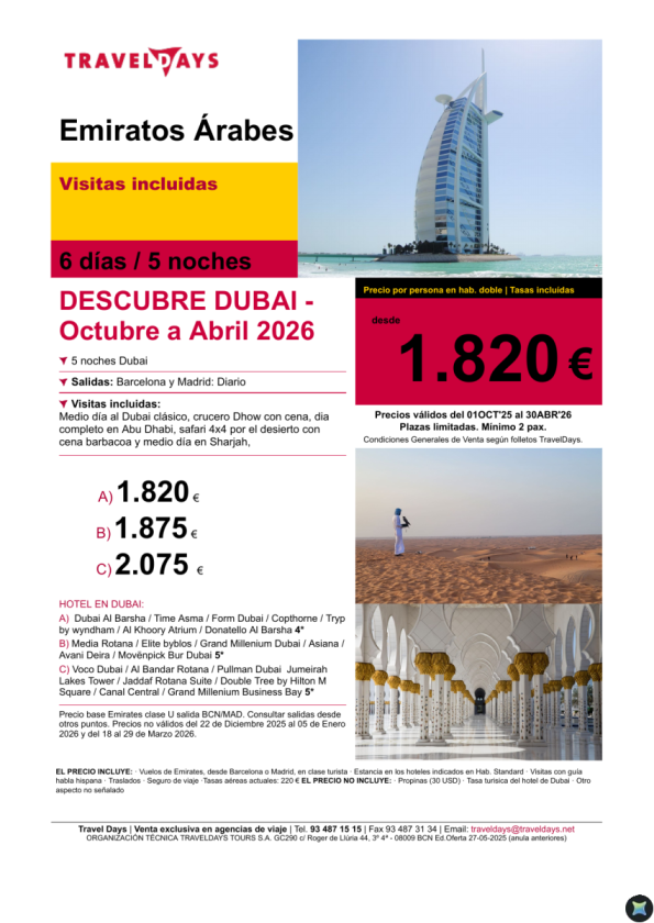 Descubre Dubai - 6 días con visitas a partir de 1.820 € 