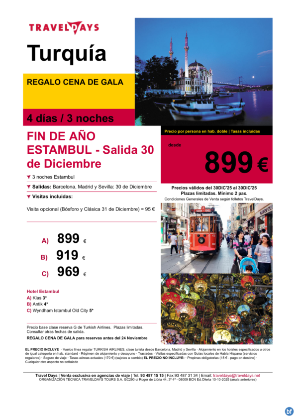 Fin de año en Estambul - salida 30 de diciembre desde BCN/MAD/SVQ a partir de 899 € 