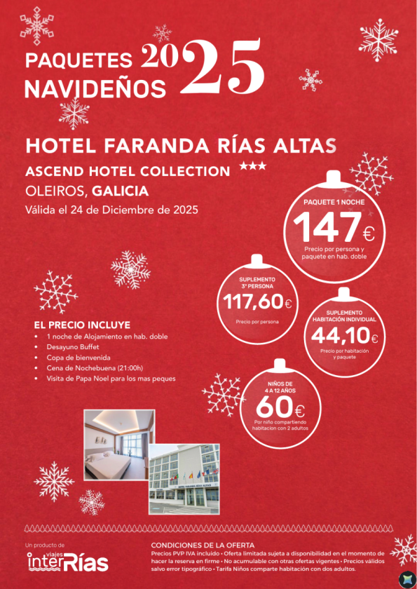 Paquete Navidad Hotel Faranda Rías Altas  3* - Oleiros (Galicia)