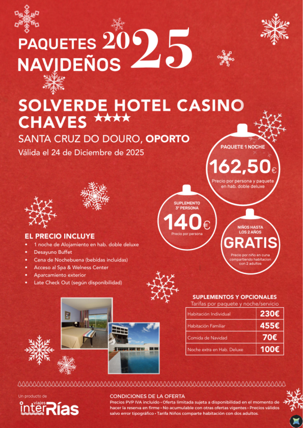 Paquete Navidad Solverde Hotel Casino Chaves 4* - Santa Cruz do Douro (Oporto)