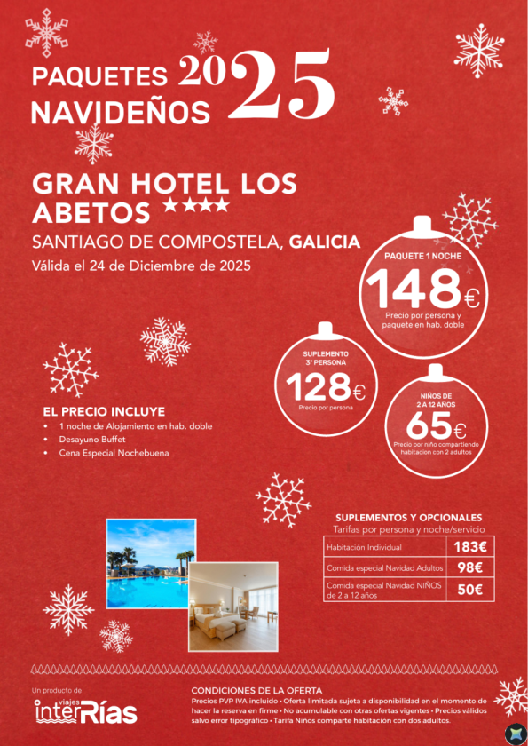 Paquete Navidad Gran Hotel los Abetos 4* - Santiago de Compostela (Galicia)