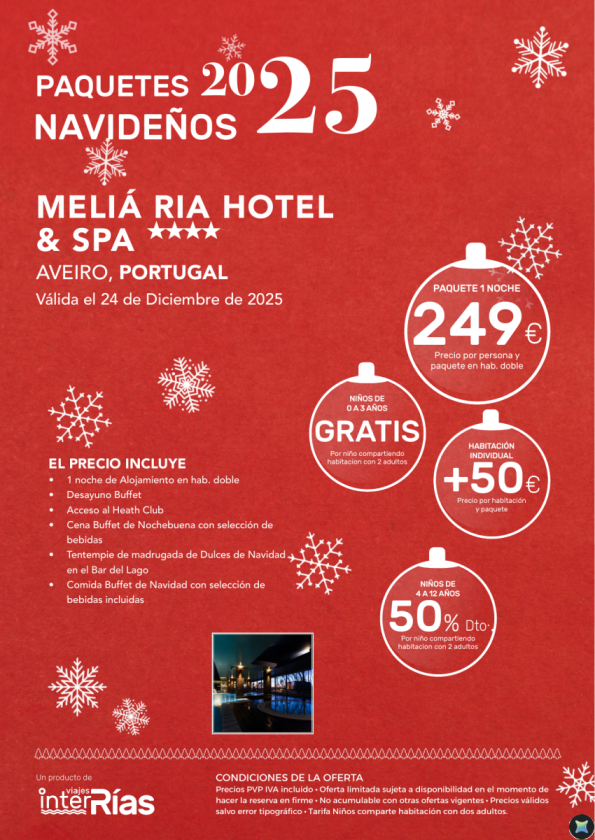 Paquete Navidad Meliá Ria Hotel & Spa 4* - Aveiro (Portugal)