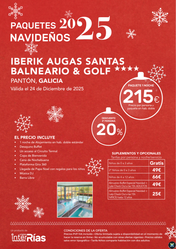 Paquete Navidad Iberik Augas Santas Balneario & Golf 4* - Pantón (Galicia)