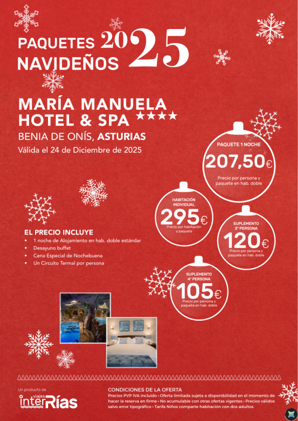 Paquete Navidad María Manuela Hotel & Spa 3* - Benia de Onís (Asturias)