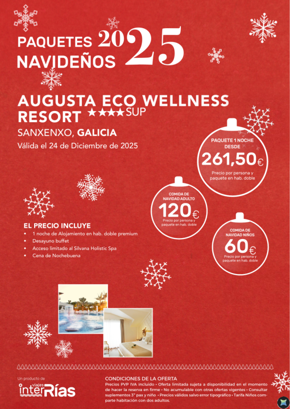 Paquete Navidad Augusta Eco Wellness Resort 4* - Sanxenxo (Galicia)
