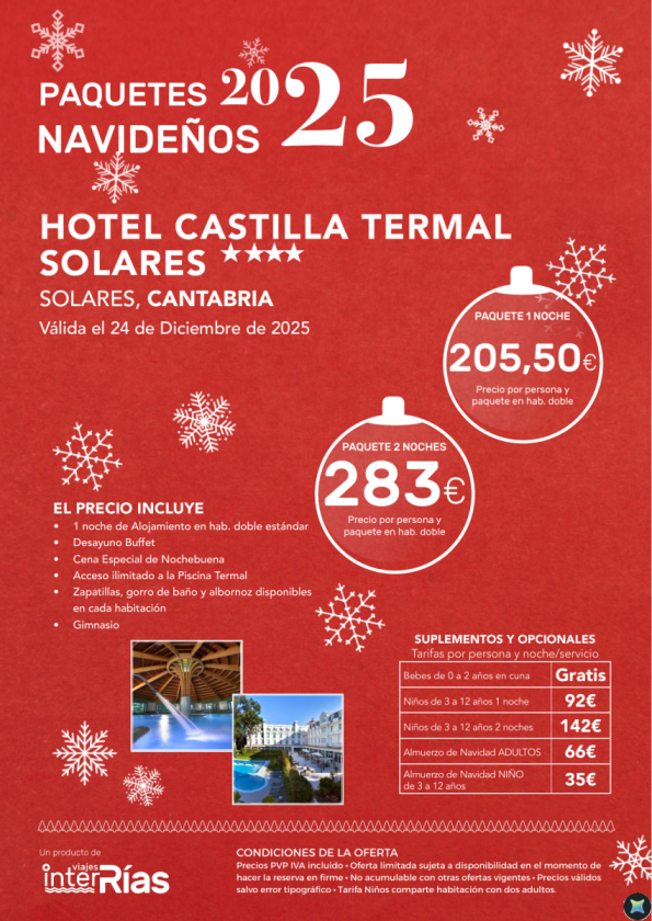 Paquete Navidad Hotel Castilla Termal Solares 4* - Solares (Cantabria)