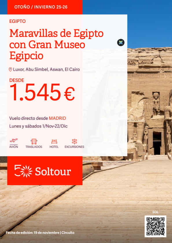 Maravillas de Egipto con Gran Museo Egipcio desde 1.545 € , salidas desde Madrid