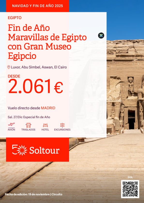 Fin de Año Maravillas de Egipto con Gran Museo Egipcio desde 2.061 € , salida 27 Diciembre desde Madrid