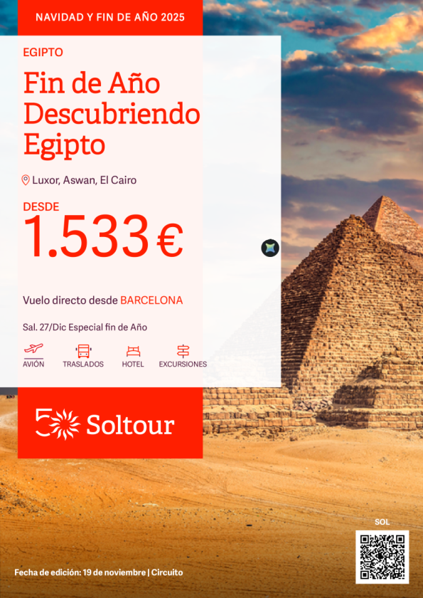 Fin de Año Descubriendo Egipto desde 1.533 € , salida 27 Diciembre desde Barcelona