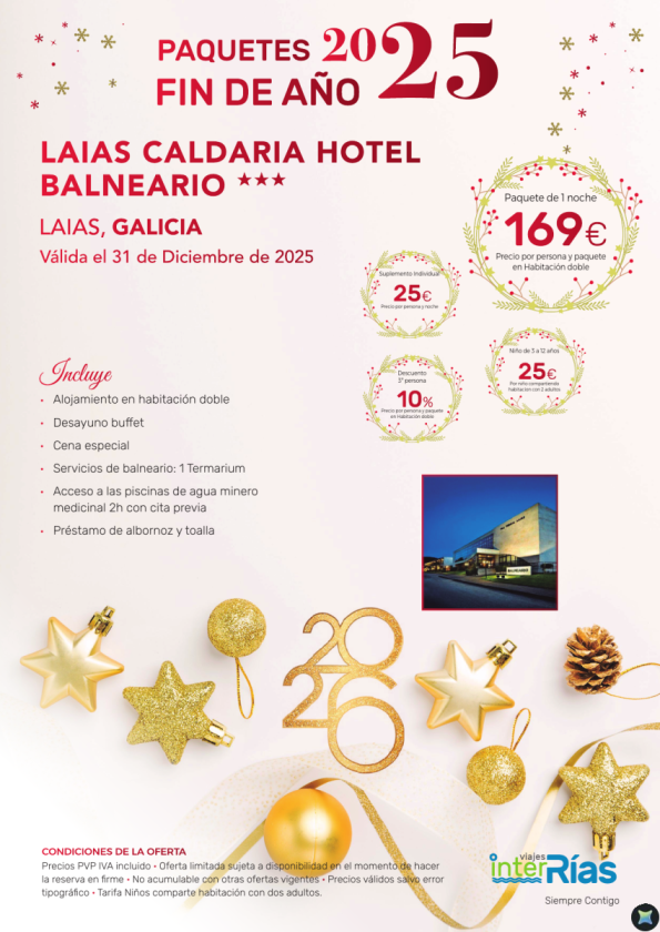 Paquete Fin de Año Laias Caldaria Hotel Balneario 4* - Laias (Galicia)
