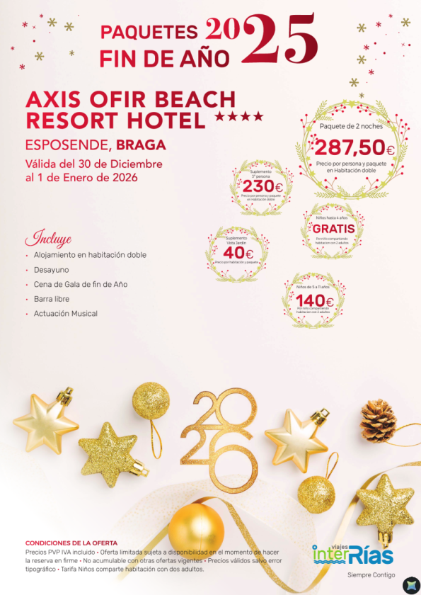 Paquete Fin de Año Axis Ofir Beach Resort Hotel 4* - Esposende (Braga)