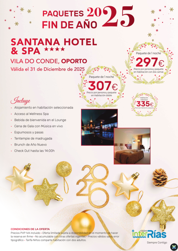 Paquete Fin de Año Santana Hotel & Spa 4* - Vila do Conde (Oporto)