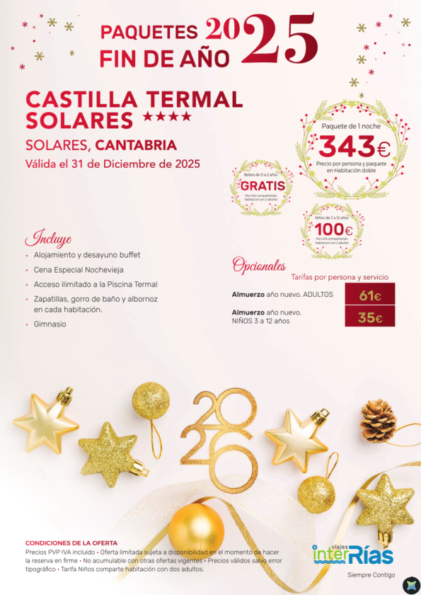 Paquete Fin de Año Castilla Termal Solares 4* - Solares (Cantabria)