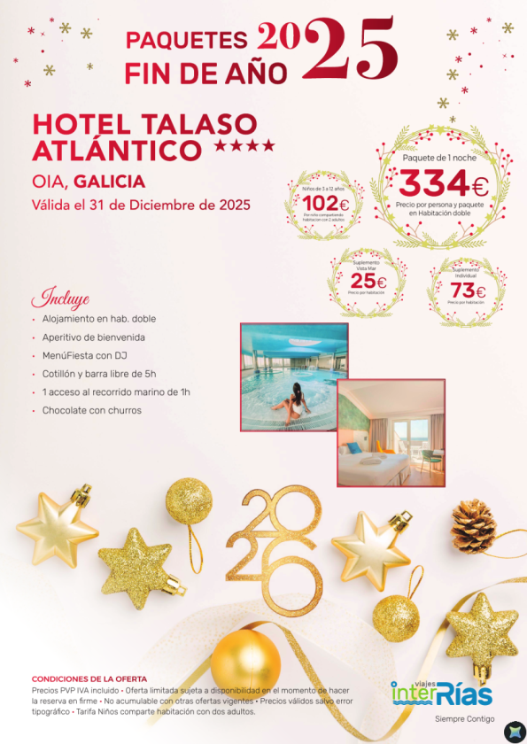 Paquete Fin de Año Hotel Talaso Atlántico 4* - Oia (Galicia)