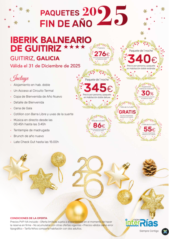 Paquete Fin de Año Iberik Balneario de Guitiriz 4* - Guitiriz (Galicia)