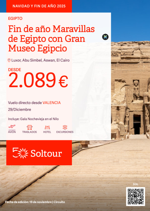 Fin de año Maravillas de Egipto con Gran Museo Egipcio desde 2.089 € , salida 29 Diciembre desde Valencia
