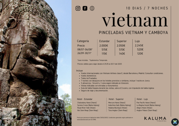 Pinceladas de Vietnam y Camboya 10 Días / 7 Noches - Salidas hasta Junio desde 2.040 € 