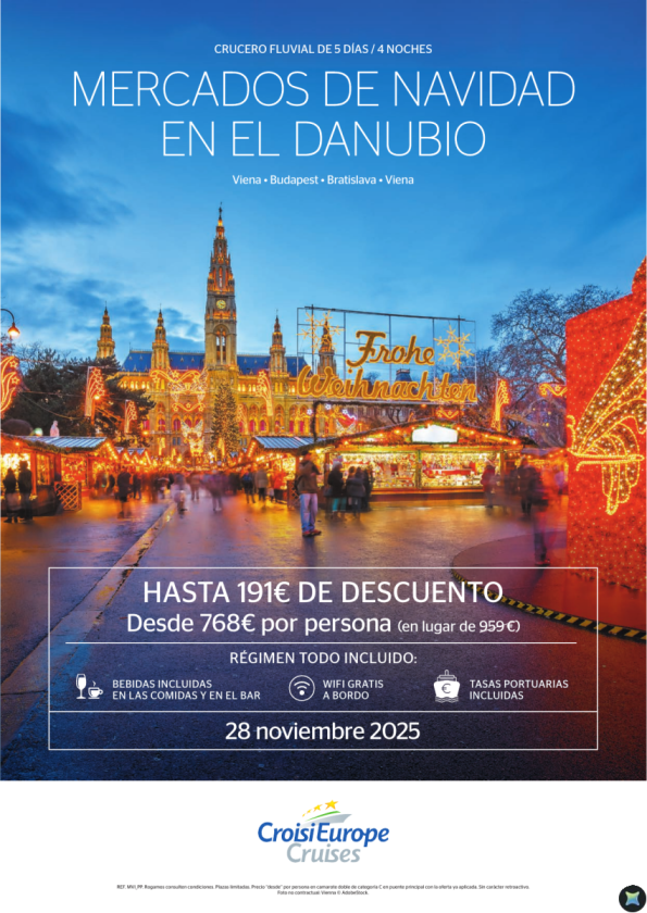 Hasta 191 € DESCUENTO - crucero Mercados de Navidad en el Danubio - 5 días - todo incluido - 28/11