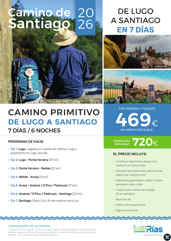 Camino Primitivo de Lugo a Santiago 7 días / 6 noches