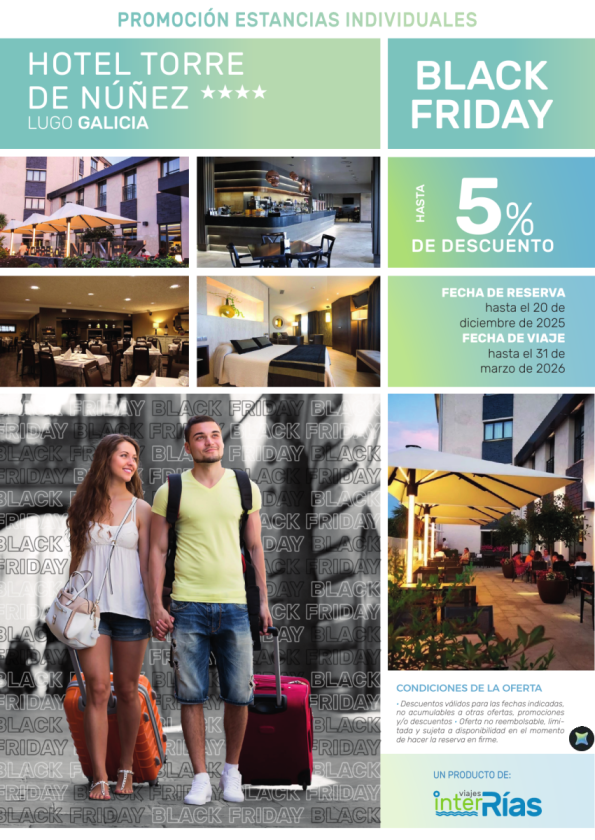 Black Friday 5% Dto. Hotel Torre de Núñez 4* Lugo (Galicia)