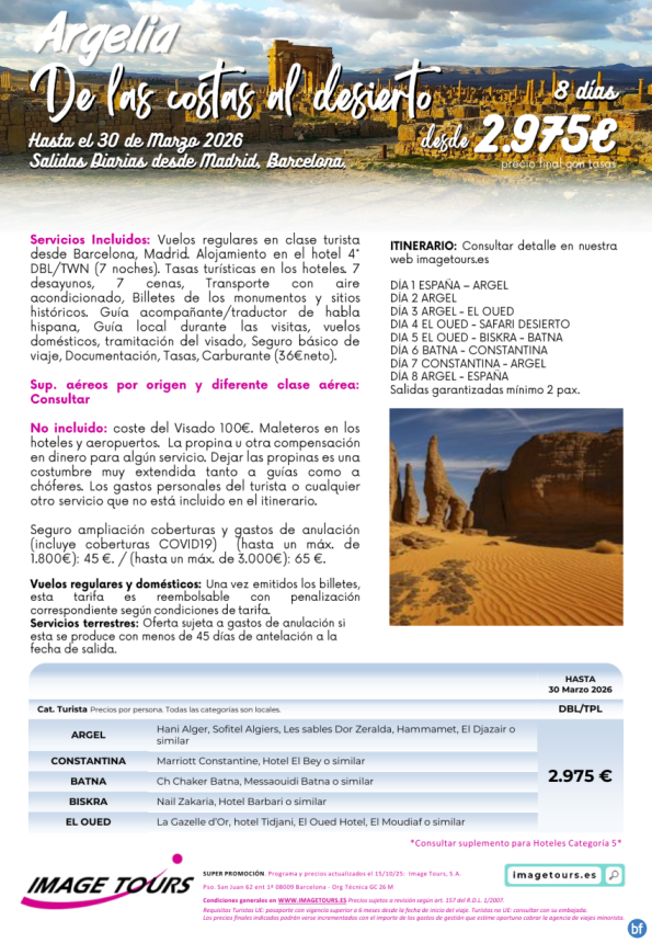 Argelia, de las costas al desierto: la nueva joya del norte de África llega a Image Tours