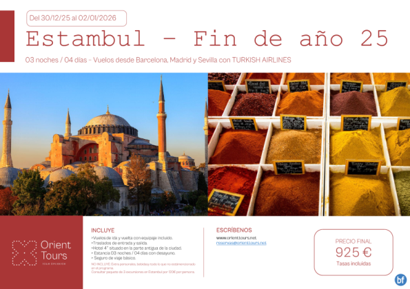 Estambul. Escapada fin de año 25. Precio final 925 € , vuelos incluidos