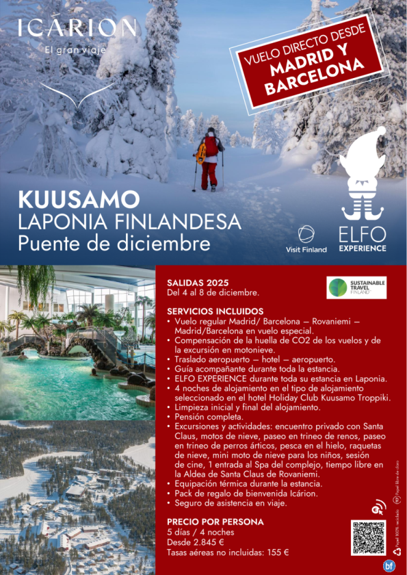 Puente de diciembre en Kuusamo. Vuelo directo desde Madrid y Barcelona