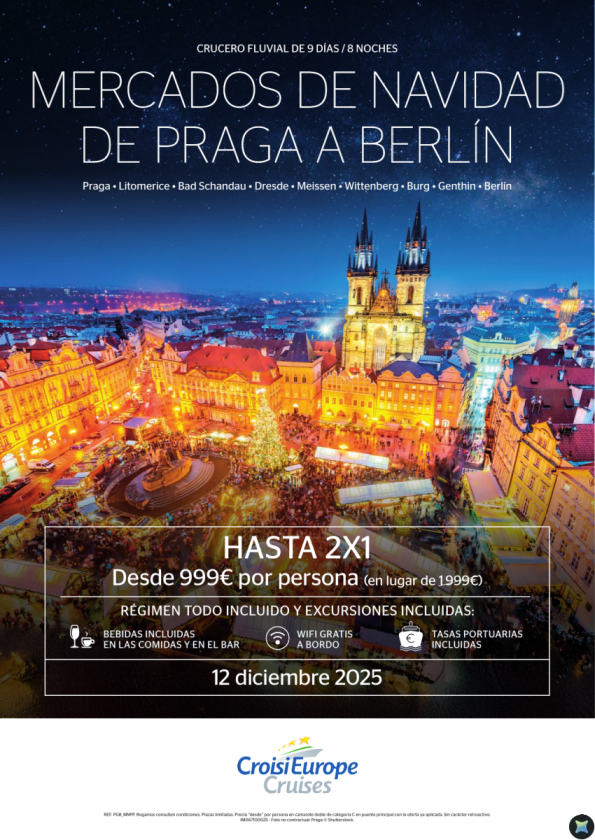 HASTA 2x1 - crucero fluvial Mercados de Navidad de Praga a Berlín - 9 días - Todo Incluido - 12 diciembre