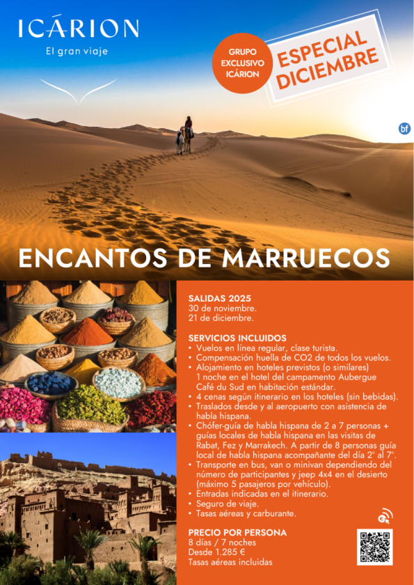 Encantos de Marruecos especial Diciembre. Grupo exclusivo Icárion