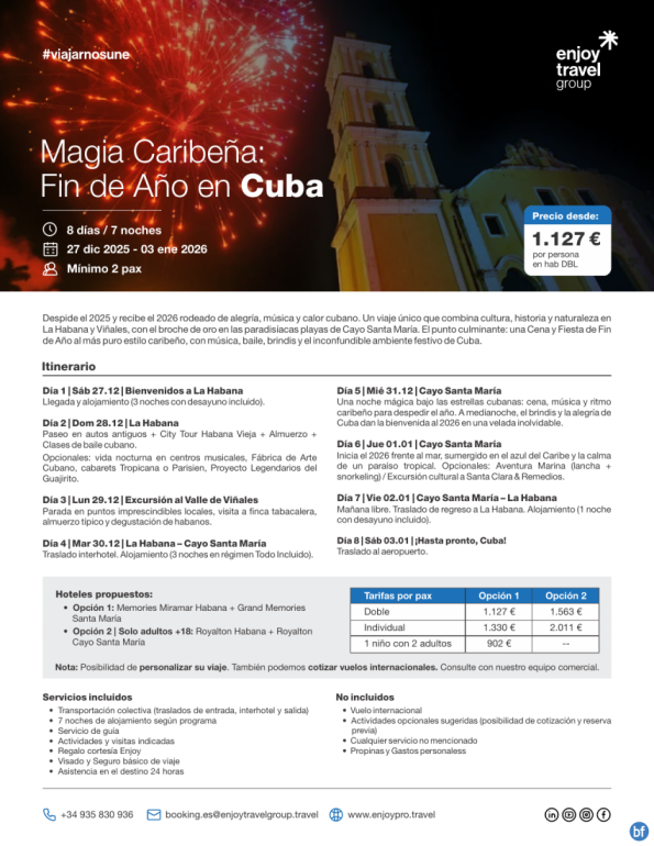Magia Caribeña: Fin de Año en Cuba 8D/7N
