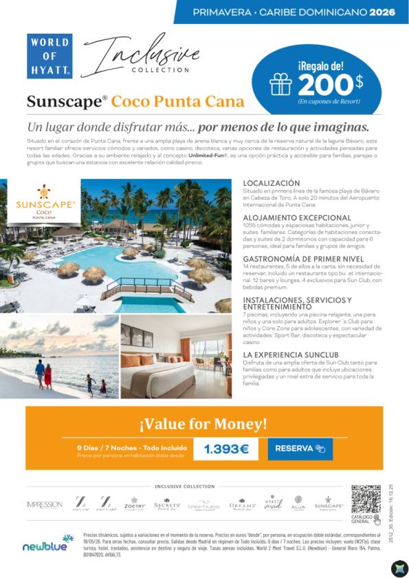 Sunscape Coco Punta Cana. Value for Money para tus clientes. Precios primavera. Desde 1.393 &euro; 
