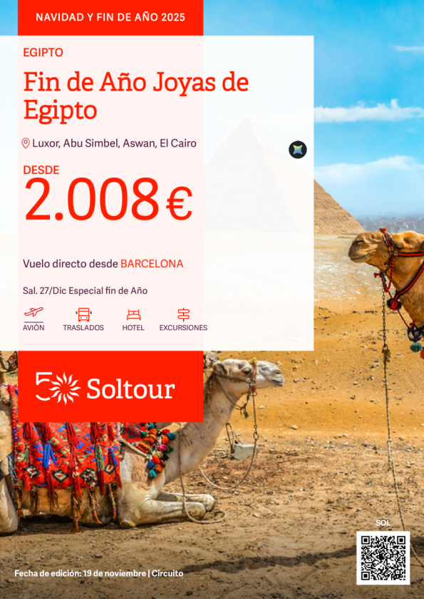 Fin de Año Joyas de Egipto desde 2.008 &euro; , salida 27 Diciembre desde Barcelona