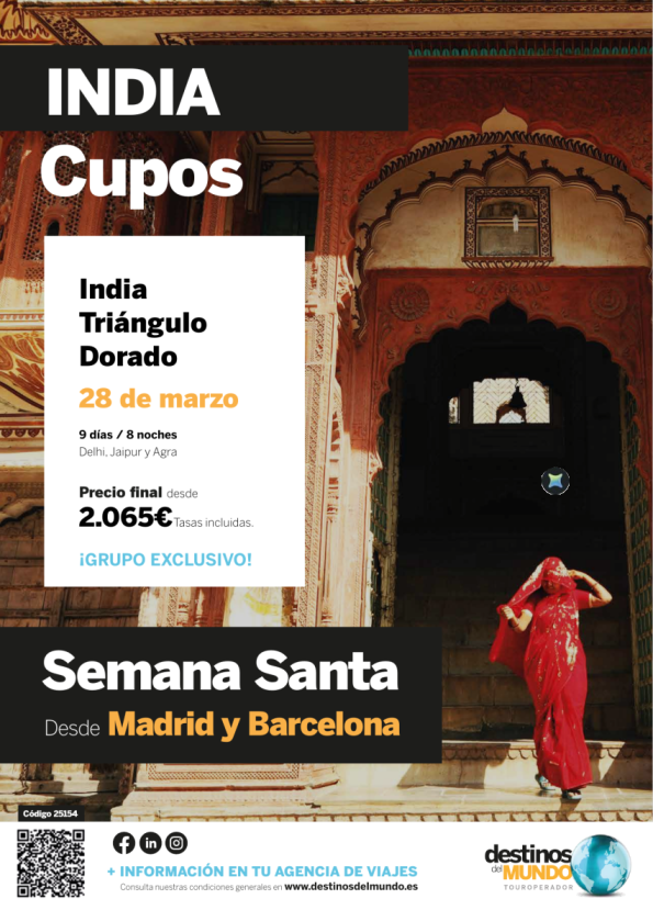 ?? ?India Triángulo Dorado 9 d / 8 n salida: 28 de marzo 2026 desde 2.065 &euro; SEMANA SANTA ???
