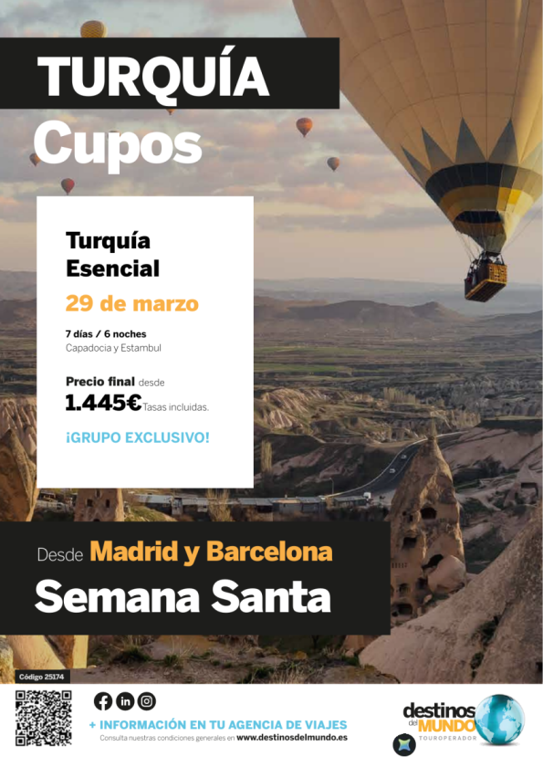 ???Turquía Especial Semana Santa 7 d / 6 n origen: Madrid y Barcelona salida: 29 Marzo 2026 desde 1.445 &euro; ?