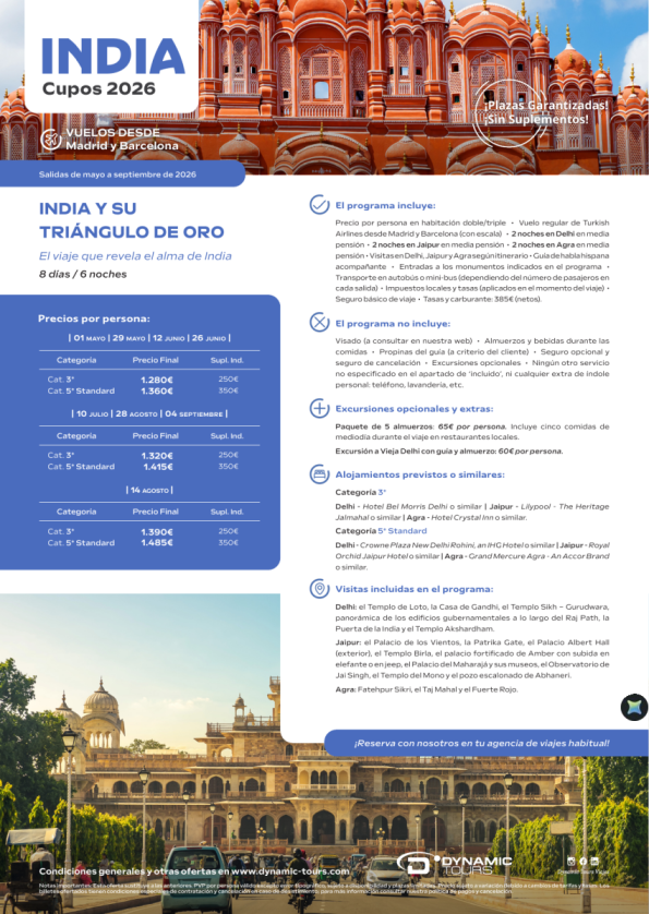 INDIA ?India y su Triángulo de Oro??8 días / 6 noches?(? Madrid y Barcelona) desde 1.280 &euro; 