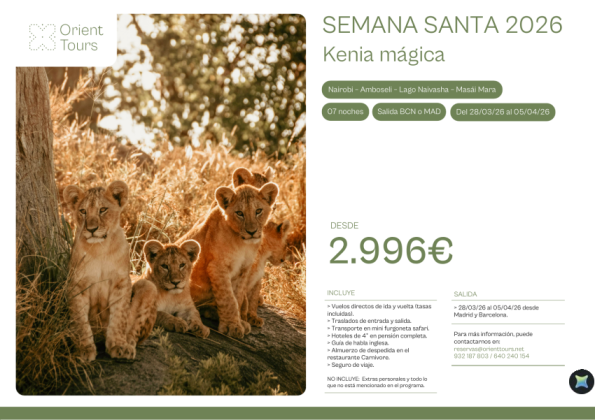 SEMANA SANTA 2026 - Kenia mágica 07 noches salida 28/03 desde bcn y mad