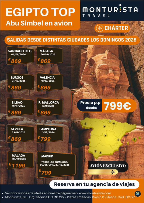 NEW-EGIPTO TOP Abu Simbel en avión**desde 799 &euro; salidas desde distintas ciudades Domingos 2026 crc+cai+visitas
