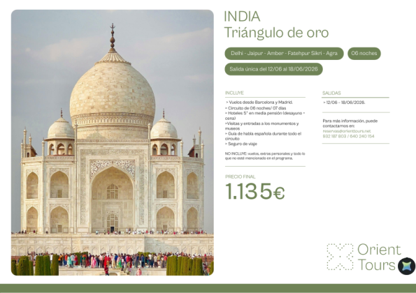 India. Circuito Triangulo de Oro 06 nchs con vuelos incluidos. Precio final 1135 &euro; 
