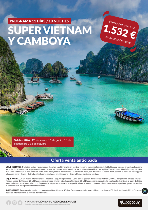 Super Vietnam y Camboya (11 días / 10 noches) desde 1.532 &euro; 