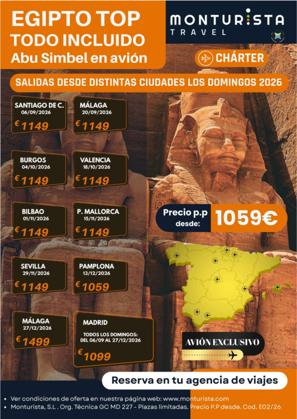 NEW-EGIPTO TOP Todo incluido Abu Simbel en avión*desde 1059 &euro; salida distintas ciudades domngo  crc+cai+visitas
