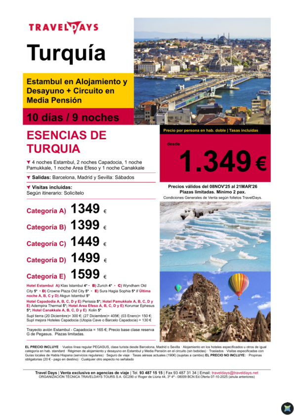 Esencias de Turquia - 10dias de viaje desde BCN/MAD/SVQ
