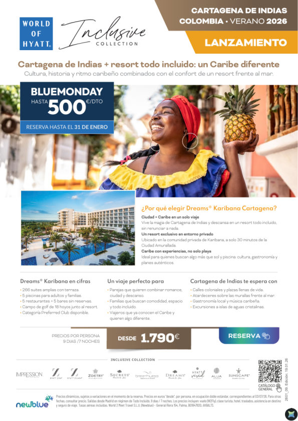 Lanzamiento: Cartagena de Indias con Dreams Karibana - Hasta 500 &euro; Dto. Hasta el 31/01