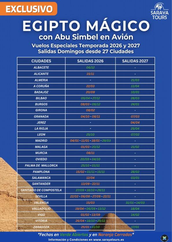 Especial Egipto Mágico Todo Incluido con Abu Simbel en Avión dsde 1.029 &euro; . Salidas domingos. Salidas 2026-2027.