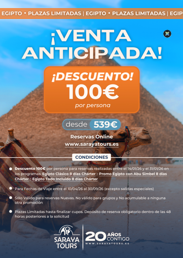¡¡ EGIPTO Venta Anticipada !! Descuento 100 &euro; 