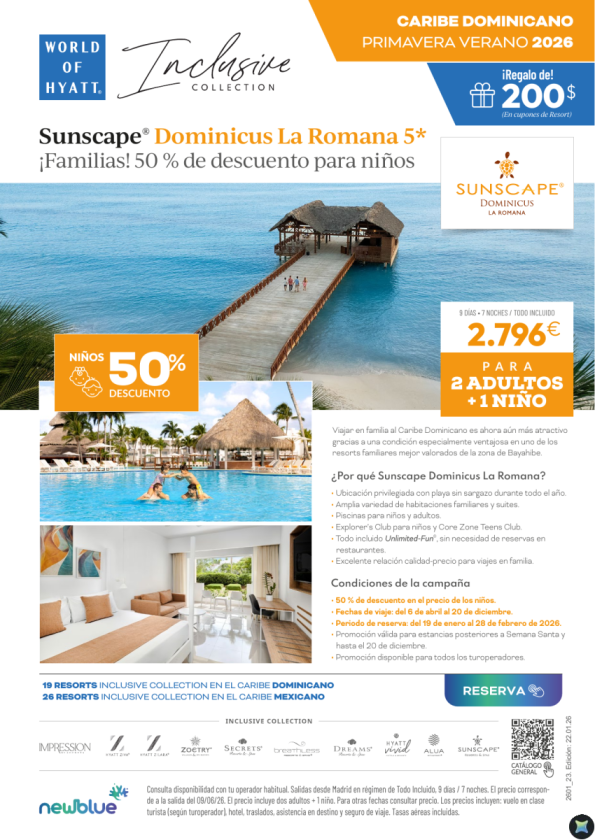 50 % descuento para NIÑOS | Hasta el 28/02 ? Sunscape Domincus La Romana 5*