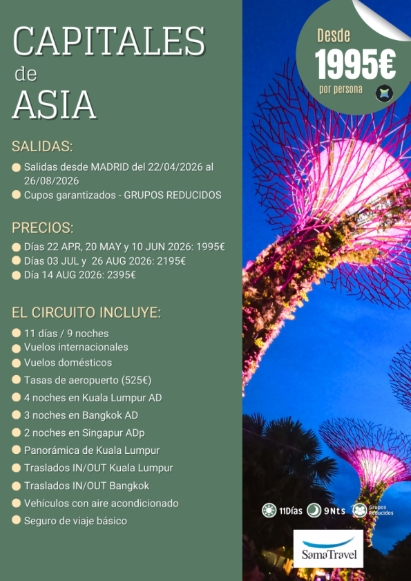 Capitales de Asia: Circuito 11 días - Malasia,Tailandia,Singapur [cupos y precios garantizados] *desde 1.995 &euro; *