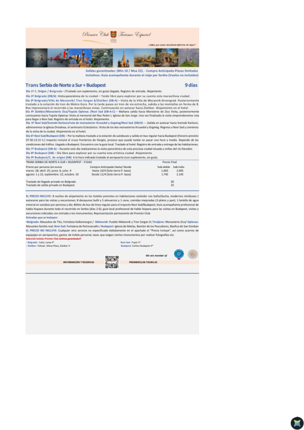 Trans Serbia de Norte a Sur + Budapest - Vuelos no incluidos - Precio desde 1.665 &euro; 