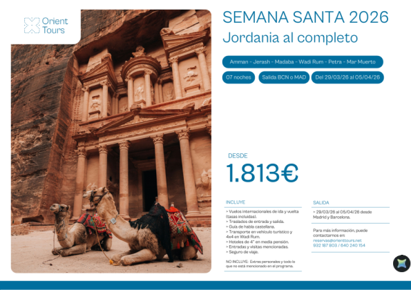 SEMANA SANTA 2026 - Jordania al completo 07 noches salida 29/03 desde bcn y mad