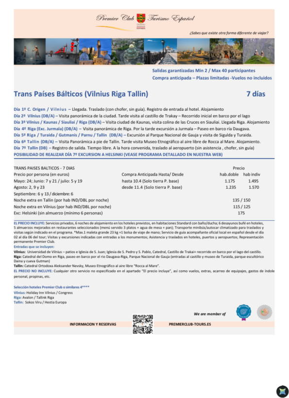 Trans Países Bálticos  7 días - Salidas garantizadas - Vuelos no incluidos -Precio desde 1.175 &euro; 