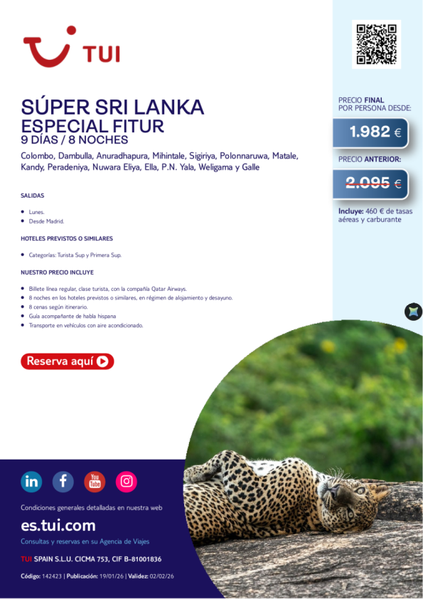 Especial Fitur. Súper Sri Lanka. 9 días / 8 noches. Salida lunes desde MAD desde 1.982 &euro; 